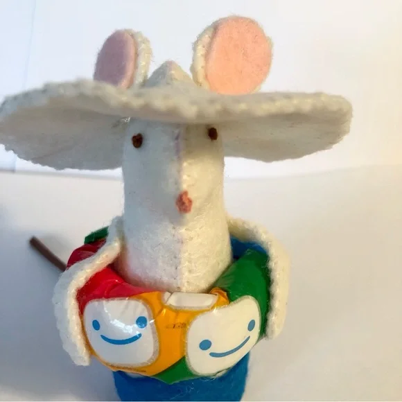 Vacation Felt Mouse Art Doll with inner tube floatie beach fun handmade - Picture 8 of 9